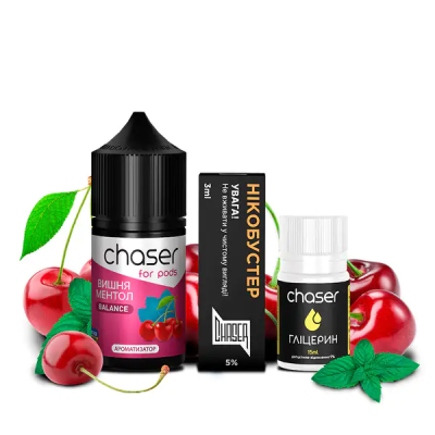 Chaser For Pods Cherry Menthol 30мл — Набор для самозамеса (солевой никотин)