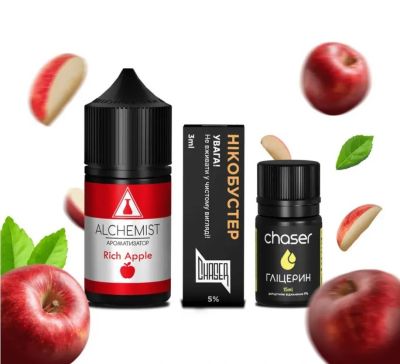 Alchemist Rich Apple 30мл — Набор для самозамеса (солевой никотин)