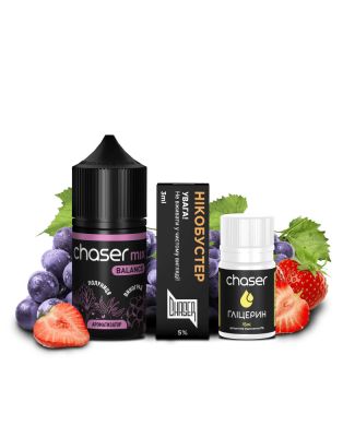 Chaser Mix Полуниця Виноград 30мл — Набір для самозамісу (сольовий нікотин) 