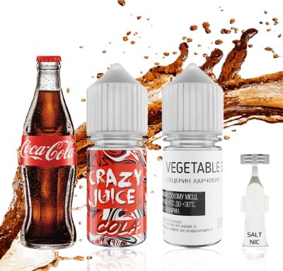 Crazy Juice Cola 30мл — Набір для самозамісу (сольовий нікотин)