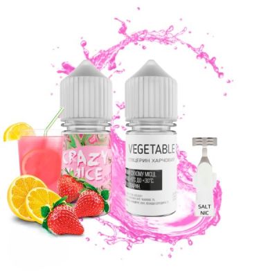 Crazy Juice Pink Lemonade 30мл — Набір для самозамісу (сольовий нікотин)