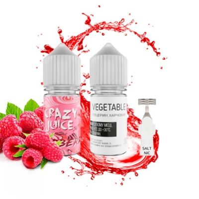 Crazy Juice Raspberry 30мл — Набір для самозамісу (сольовий нікотин)