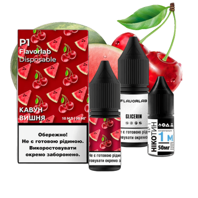Flavorlab P1 Арбуз Вишня 10мл — Набор для самозамеса (солевой никотин)
