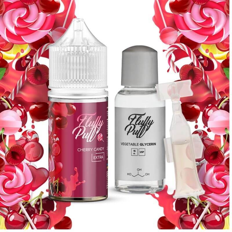 Fluffy Puff Cherry Candy 30мл — Набор для самозамеса (солевой никотин)