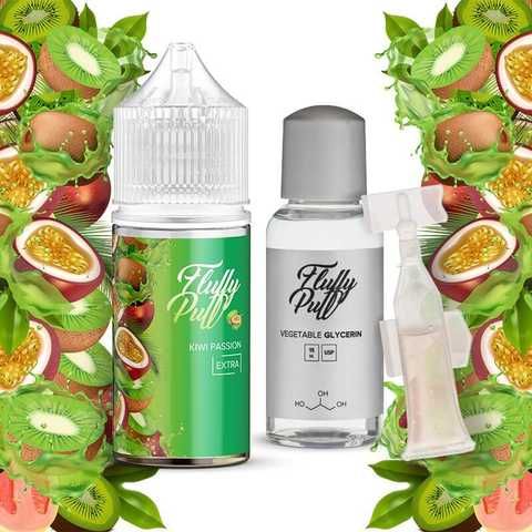 Fluffy Puff Kiwi Passion 30мл — Набір для самозамісу (сольовий нікотин)