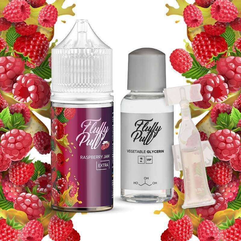 Fluffy Puff Raspberry 30мл — Набор для самозамеса (солевой никотин)