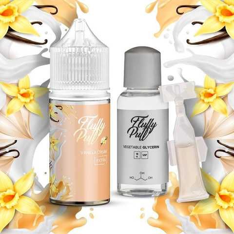 Fluffy Puff Vanilla Cream 30мл — Набір для самозамісу (сольовий нікотин)
