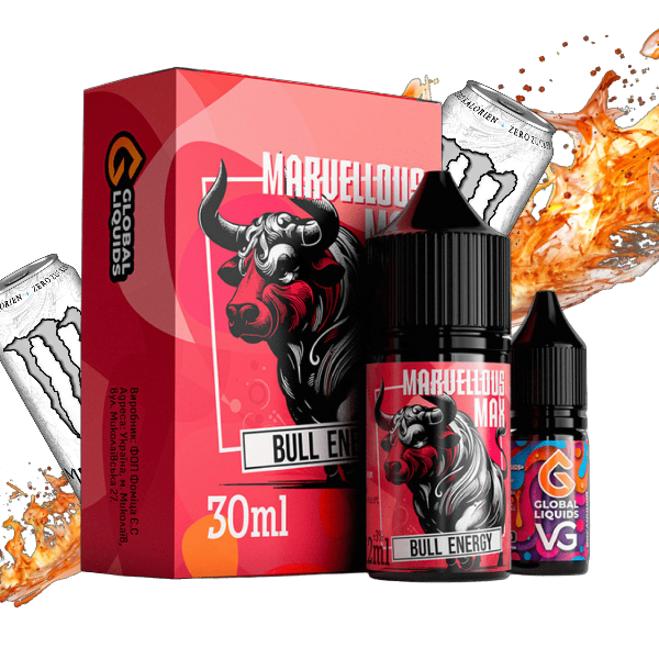 Marvellous Max Bull Energy 30мл — Набір для самозамісу (сольовий нікотин)