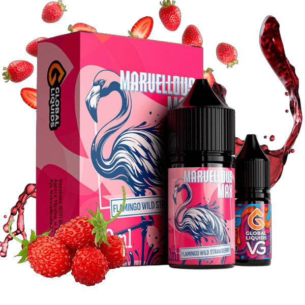 Marvellous Max Flamingo Wild Strawberry 30мл — Набір для самозамісу (сольовий нікотин)