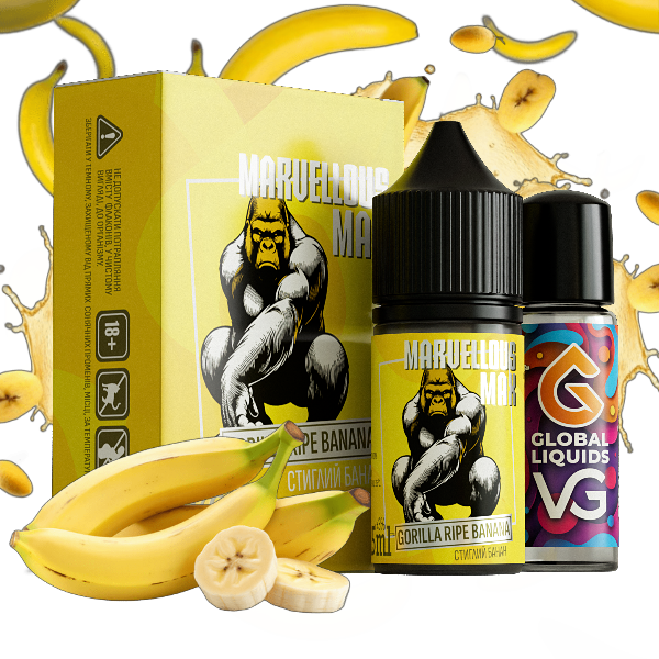 Marvellous Max Gorilla Ripe Banana 30мл — Набор для самозамеса (солевой никотин)