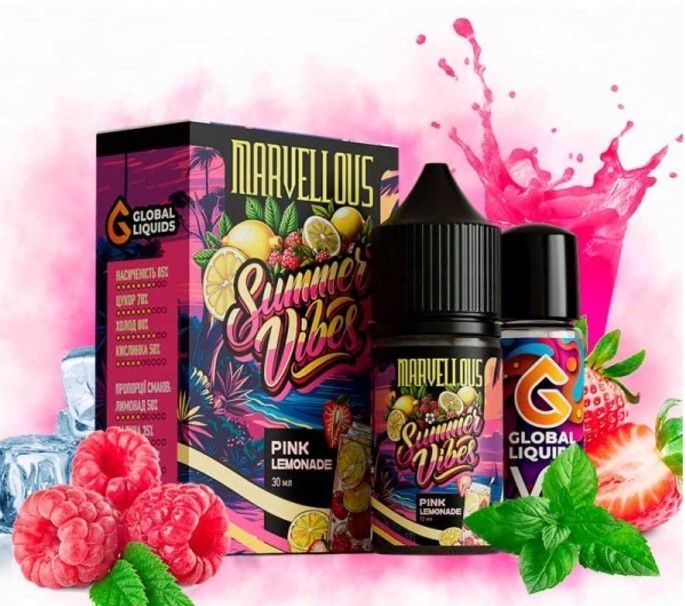 Marvellous Summer Vibes Pink Lemonade 30мл — Набор для самозамеса (солевой никотин)