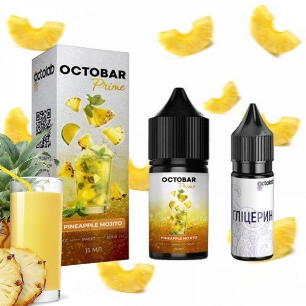 Octobar Prime Pineapple Mojito 30мл — Набор для самозамеса (солевой никотин)
